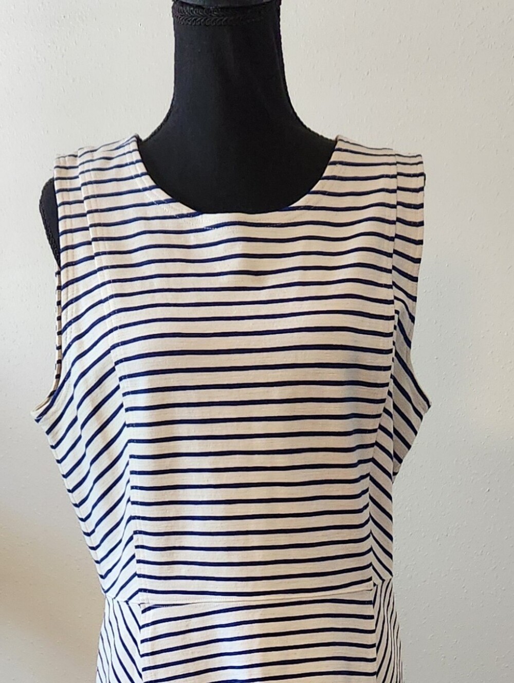 J. Crew Sleeveless Navy Stripe A-Line Dress - Picture 6 of 11